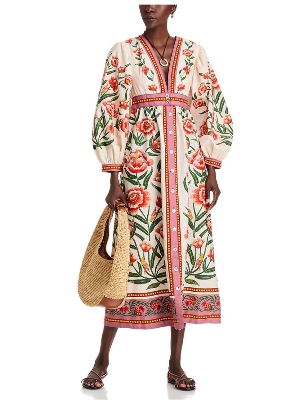FARM Rio Ainika Floral Print Maxi Dress, Cream/Red, NWT ๐ง๐ท - Picture 3 of 16